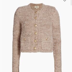 L'AGENCE Dusty Pink TweedCardigan Sweater